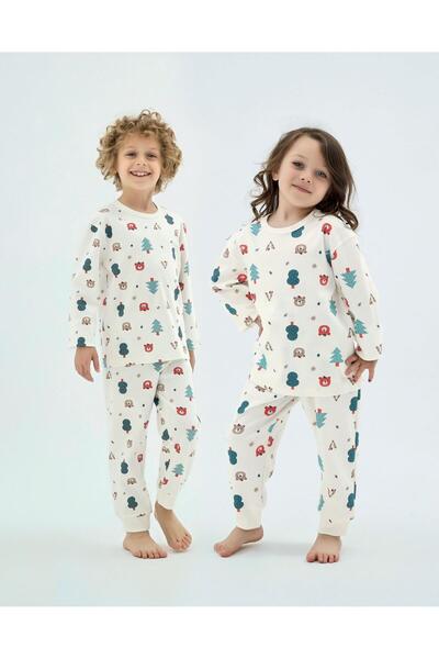 ZEYZEY 8919 Teddy Bear 100% Cotton Unisex Children's Pajama Set with Elasticated Legs