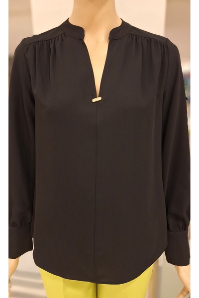 AYHAN Chiffon Blouse with Stone Accessory Detail