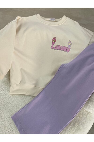 NOBLEKIDS طقم أطفال مطبوع عليه شخصية لابوبو – كريمي وليلكي