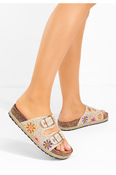 B T Shoes Béžové pantofle na platformě JOELIA