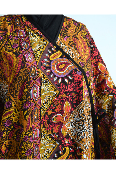 Bilenler Φόρεμα προσευχής με έθνικ σχέδιο με διπλό στήθος – 100% βισκόζη, με δέσιμο στο πλάι, μέγεθος 36-46