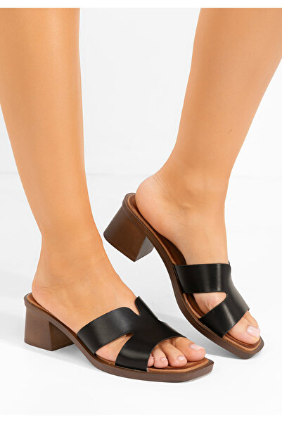 B T Shoes Mules με χοντρο τακουνι Liania μαύρα