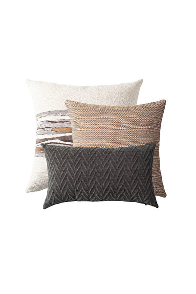 Fineroom Living Kraft & Cello - Pernă decorativă - Set combinat de 3 - Muștar...