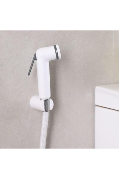 Generic طقم شطاف أبيض من مادة البولي فينيل كلوريد (PVC) كامل مع رشاش بيديه مح...