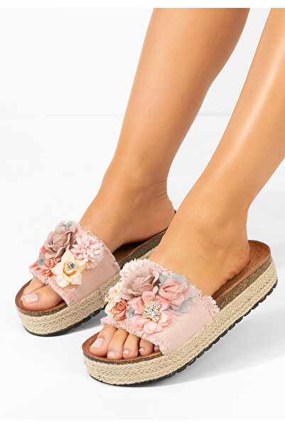 B T Shoes Ružové pantofle na platformě Klarita