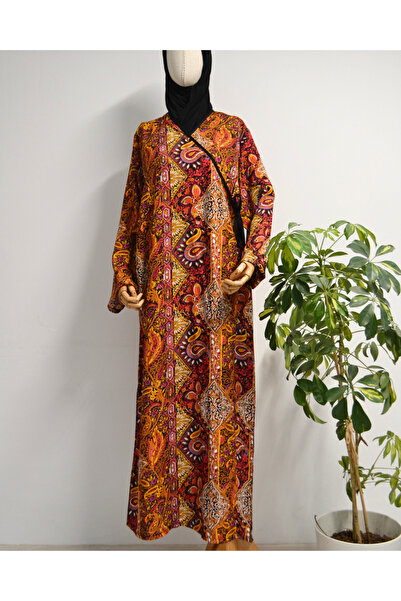 Bilenler Φόρεμα προσευχής με έθνικ σχέδιο με διπλό στήθος – 100% βισκόζη, με δέσιμο στο πλάι, μέγεθος 36-46