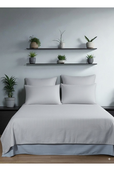 Online Home Market The Quaris Deluxe Cotton Satin Double Bed Sheet (180X200+30Cm) and Pillowcase (50X70Cm)
