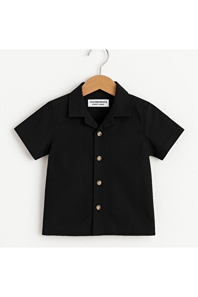 favorimkids Siyah kısa kollu Pamuklu Erkek Bebek Gömlek 1-6