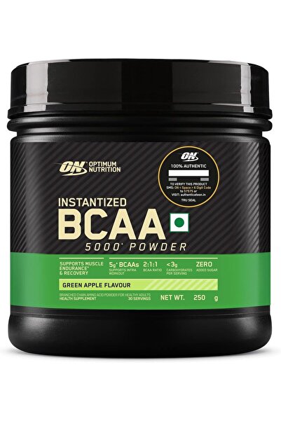 ON Optimum Nutrition BCAA, 5g BCAAs in 2:1:1 Ratio, 30 servings, Green Apple Flavor (250gm)