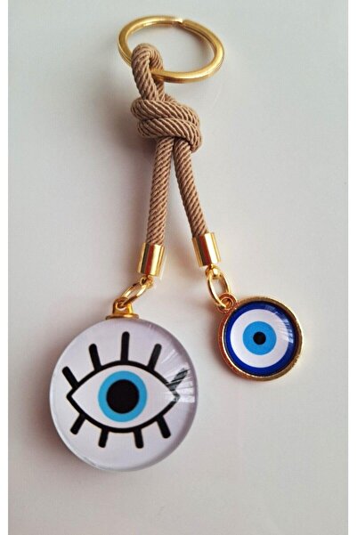 Svc Aksesuar هدية سلسلة مفاتيح مطرزة بعين الشر - حلية حقيبة - حلية حقيبة 11.5 سم