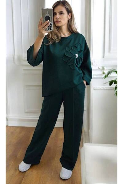 GLAMSI Compleu Vâscoză cu Cristale și Floare Aplicată