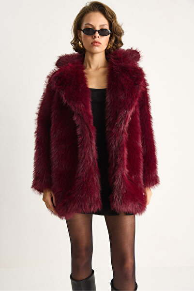 Bianco Lucci Γυναικείο Premium Μακρύ Παλτό από Τεχνητή Γούνα