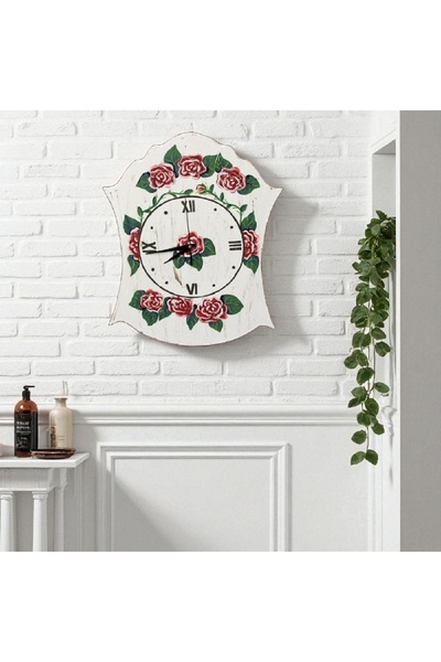 Decoratiuni Vintage Casa Retro Ceas perete bucatarie, Flori, pictat manual, l...