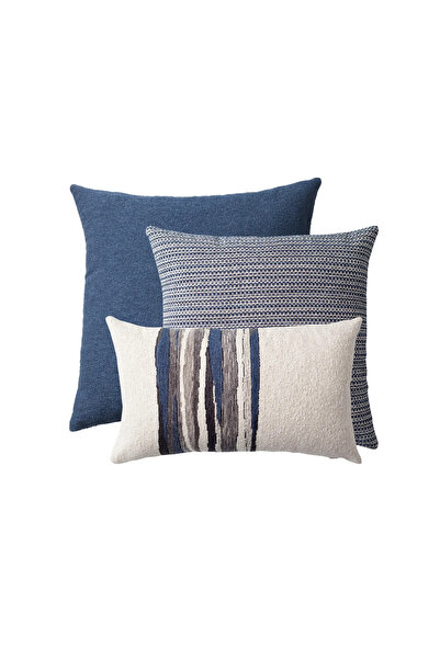Fineroom Living Julia & Combos - Διακοσμητικό Μαξιλάρι - Σετ Κομματιού των 3 - Μπλε (Περιλαμβάνεται Μαξιλάρι Εσωτερικού Χώρου)