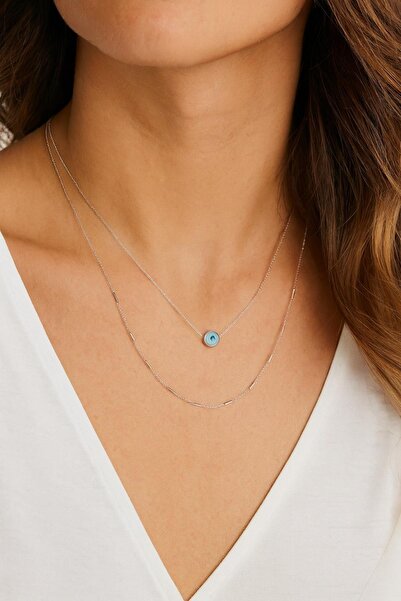 New Obsessions Silver Color Steel Necklace with Evil Eye