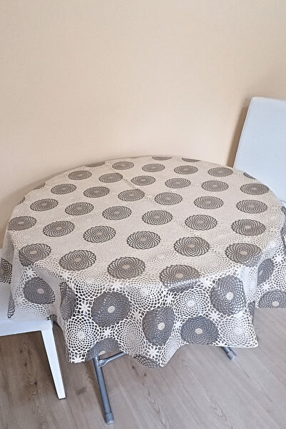 ELEGANCEV غطاء طاولة دائري بقطر 137 سم - لون كريمي - CFT