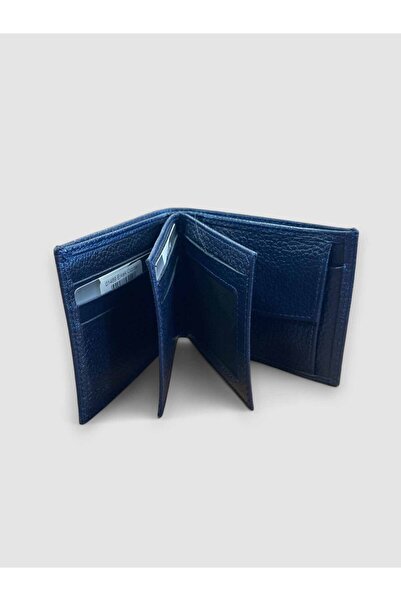 BY NAPPA Men's Genuine Leather Wallet 01489 Navy Blue