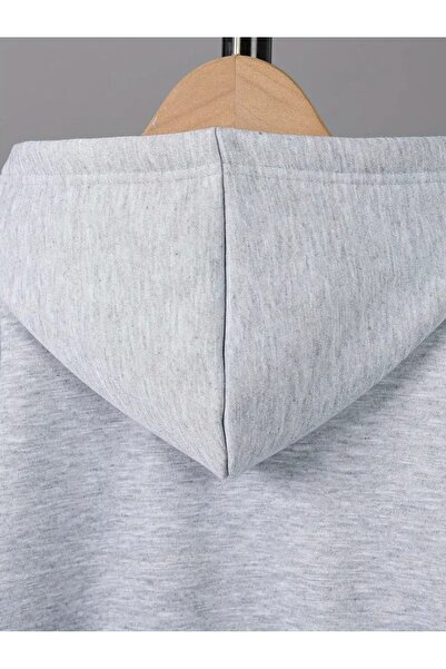 buendiakids Chlapecká šedo-černá souprava teplákových kalhot s kapucí a potiskem siluety fotbalisty