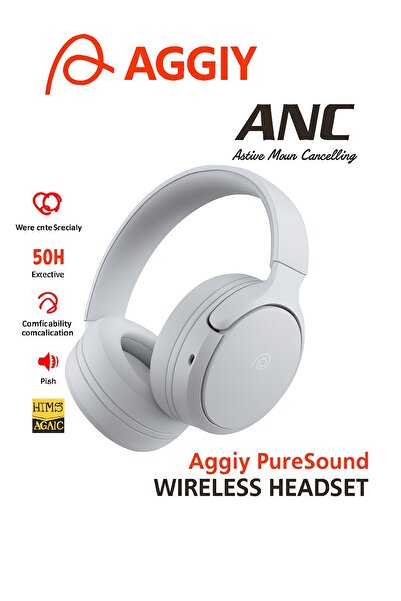TECHNOMEN Aggiy PureSound Kafa Üstü ANC Özellikli Bluetooth Kulaklık 50 Saat ...