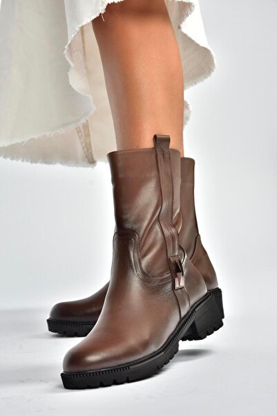 Fox Shoes V654070603 Γυναικείες μπότες από γνήσιο δέρμα καφέ