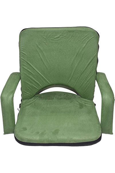 alnawadervillage كرسي تخييم قابل للطي مع مسند للذراعين، 3 مستويات إمالة، مخملي، AL1407 - أخضر غامق