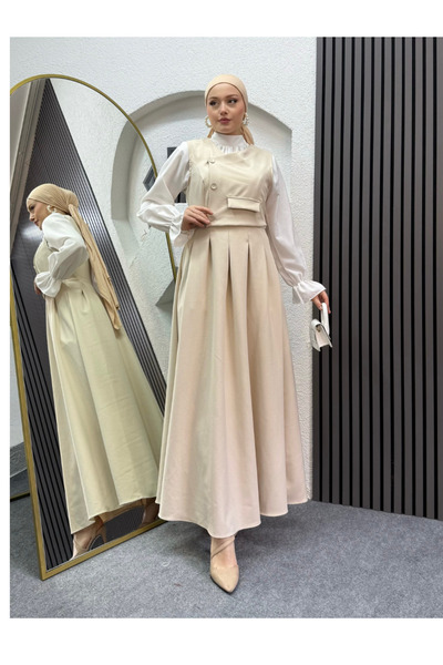 ENSA TESETTUR Κρέμα φορέματος Alara Jile