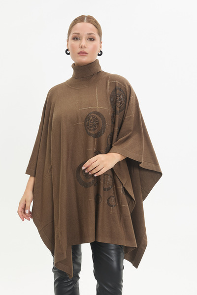 Linvey Stoned Throat Knitwear Poncho