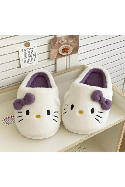 SAMURSPOR Hello Kitty Yumuşak Tüylü Peluş Panduf Terlik