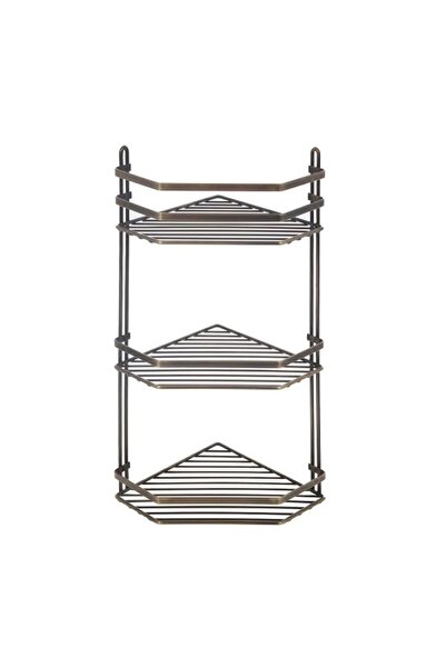 DacEnergy Etajera baie de colt , material bronz, montaj pe colt, trei rafturi...