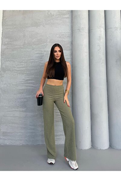 Ozy Fashion Khaki Color Seasonal Escobar Fabric Trousers
