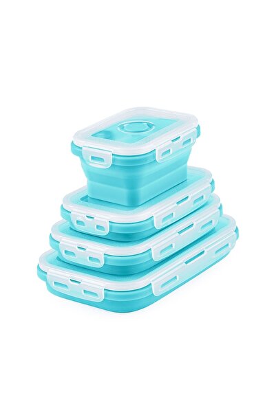 Promagg Set 4 Caserole Pliabile Extensibile Dreptunghiulare Onuvio din Silicon Alimentar cu Capac
