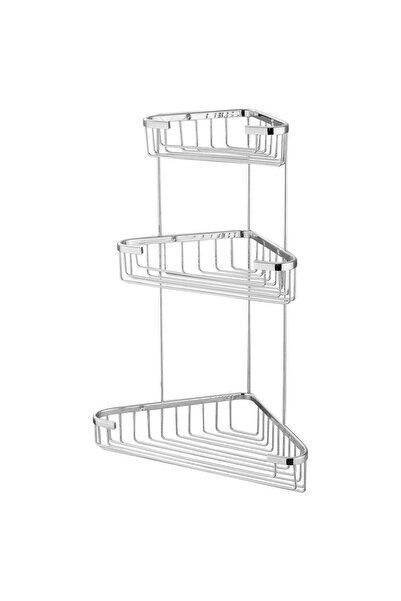 DacEnergy Etajera pentru baie , material alama, montaj pe colt, cu trei raftu...