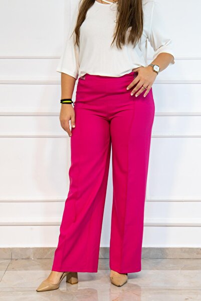 Bedrinxxl Kadın Büyük Beden Beli Lastikli Rahat Kesim Düz Paça Likralı Pantol...