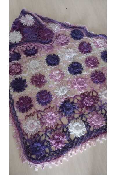 Papatyam Hand Knitted Dowry Shawl Crochet Triangle Shawl/ Bridal Shawl/ Knitted Shawl/Handmade Shawl/ Knitted/Crochet Embroidered/Made from Alize Yarn
