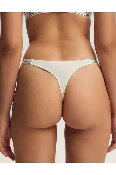 Bloovii Tanga pentru femei din material fin, benzi laterale cu logo | Abria