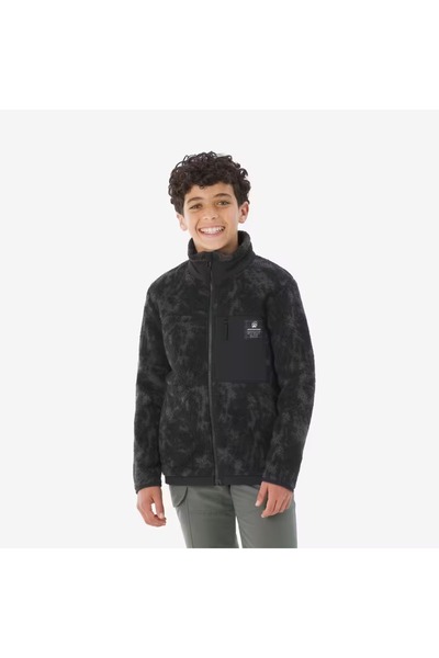 Decathlon Children's Outdoor Fleece Jacket - Black - Camouflage Pattern - Nh 900