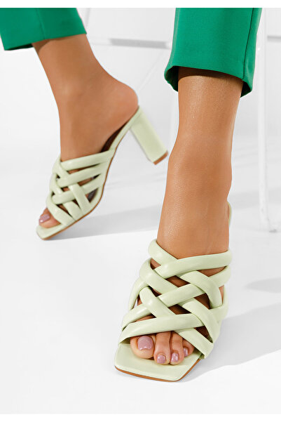 B T Shoes Zelené dámske šľapky elegantné Irola