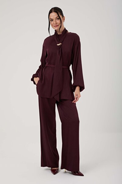 Jupe Kadın Fular Detaylı İpek Küpra Takım 8575