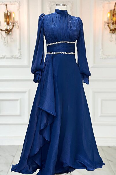 Amine Hüma Alize Abiye Elbise Lacivert