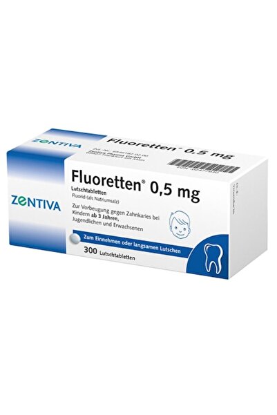 Zentiva Dietary Supplement Fluoretten for Dental Health with Fluoride 0.50mg, 300 Tablets