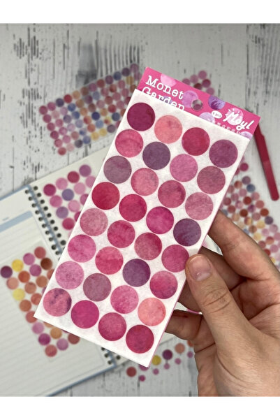 Kağıt Gemi Dükkan Monet Garden Pembe 6 Yaprak 312 Yuvarlak Kağıt Sticker Seti...