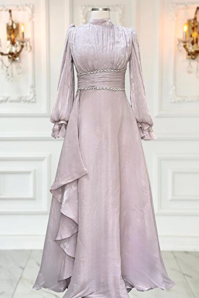 Amine Hüma Alize Abiye Elbise Pudra