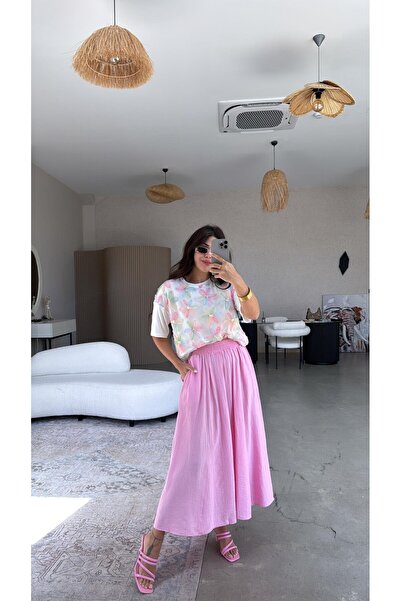 mf venessa Our Women's Elastic-Waisted, Soft Fabric Skirt with Pockets.