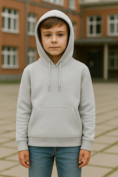 nacar çarşı Παιδική ζακέτα με κουκούλα και τσέπες καγκουρό, σε γκρι χρώμα, απ...