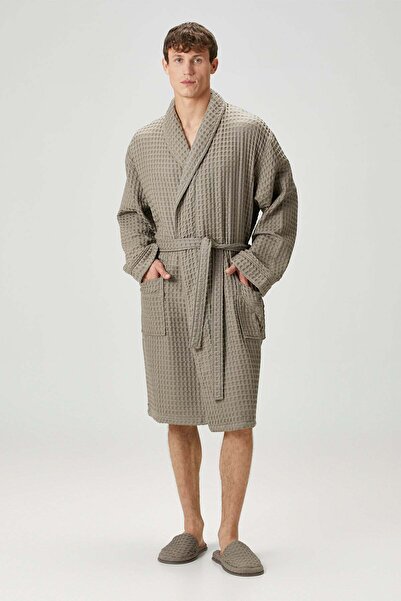 İrya Aura Waffle Men's Bathrobe Gray