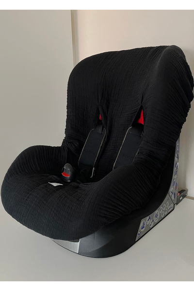 Joyous Mom Kids 4-Layer Muslin Baby Car Seat Cover Elastic 100% Cotton Organic Black Car Seat Cover
