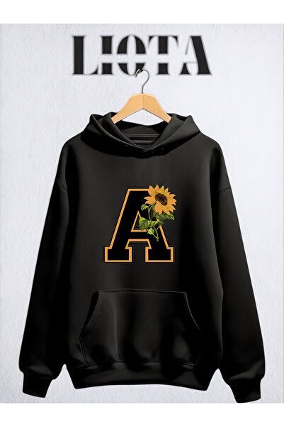 Vordevia سويت شيرت قطني كبير الحجم مطبوع عليه حرف A بثلاث خيوط