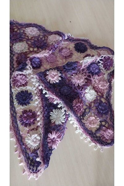 Papatyam Hand Knitted Dowry Shawl Crochet Triangle Shawl/ Bridal Shawl/ Knitted Shawl/Handmade Shawl/ Knitted/Crochet Embroidered/Made from Alize Yarn