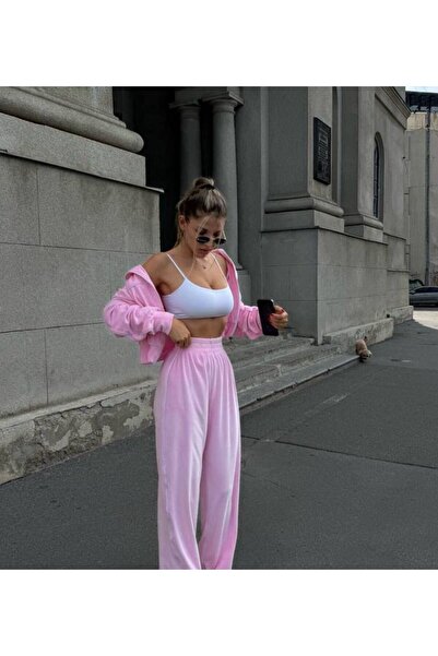 eBaa fashıon ŞERİT DETAY KADİFE EŞOFMAN TAKIMI