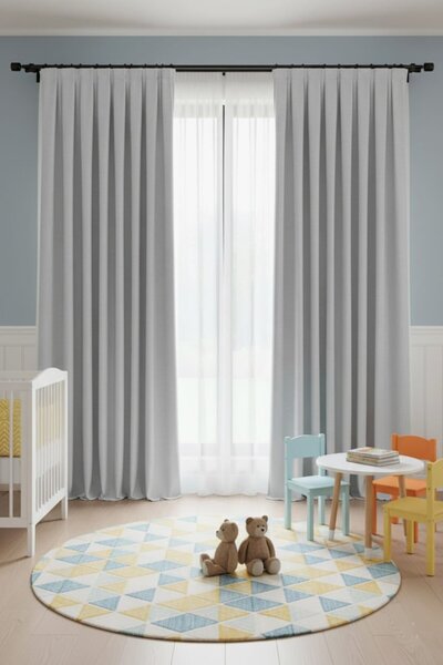 Madame Dower Narden model gray plain soft curtain 1x3 pleated - stylish and modern design